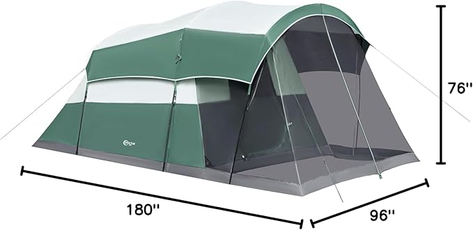 PORTAL 6/8/10 Person Family Camping Tent with Screen Room, Water Resistant Big Tunnel Tents with Rainfly, Large Family Tent for Camping, Outdoor, Patio