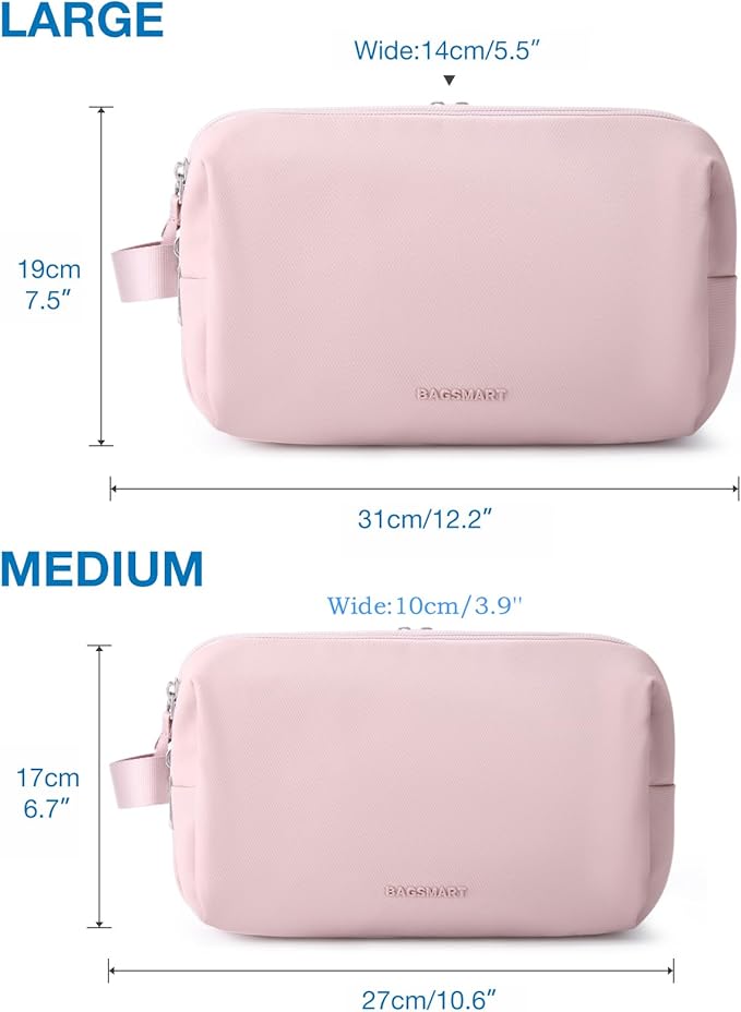 BAGSMART Toiletry Bag for Men, Travel Toiletry Organizer Dopp Kit Water-resistant Shaving Bag for Toiletries Accessories, Door Room Essentials,Beige-medium