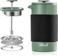 French Press – 350ml Stainless Steel Coffee Press, 2 Cup Cafetiere for Ground Coffee, Portable French Press