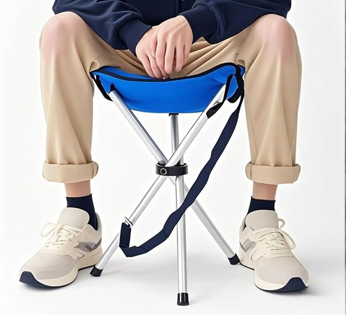 Folding Camping Stool,16.5" Folding Camping Chairs,Portable Tripod Seat,Outdoor Travel Tall Chair for Camping Walking Hunting Hiking Fishing Mountaineering Picnic Beach BBQ Garden Lawn(Blue)