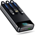 Portable Charger 40000mAh Power Bank - PD 22.5W Fast Charging Battery Pack, Built-in Cable Phone Charger 4 Output 3 Input, Compatible with iPhone 16 15 14 13 Android Samsung