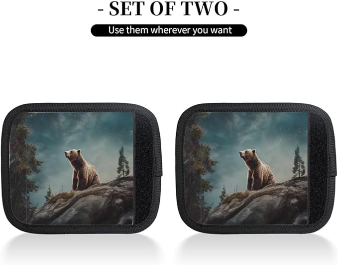 Animal Bear Tree 2 Pack Luggage Handle Wrap Set of Neoprene Luggage Tags for Suitcases Bag Strap Wrap Cover Travel Airplane Accessories Covers Markers Sleeve Grips Identifiers Cruise
