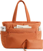 TOPEAST Tote Bag for Women Puffer Travel Carry On Bags with Laptop Compartment & Cup Holder Work Tote for Weekend Overnight