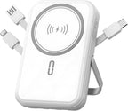 Power Bank 10000mAh Compatible with MagSafe, Magnetic Portable Charger with Digital Display, 15W Wireless Fast Charging, Built-in 3 Cables Compatible with iPhone 17/16/15/14/13/12 Series (White)