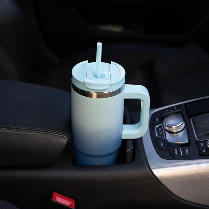 BJPKPK Tumbler With Handle 30 oz Stainless Steel Insulated Tumbler With Lid And Straw For Water Or Ice Coffee,Modern Blue