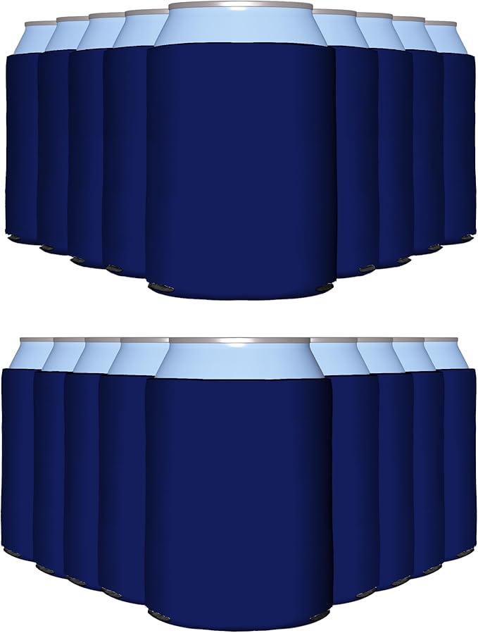 PartyPrints 1000 Pack Navy Blue Blank Can Cooler Sleeves, Customizable Bulk Can Coolers, Extra-Thick Collapsible Drink Insulator Sleeve, Beer Can Coolers for Party Beverages