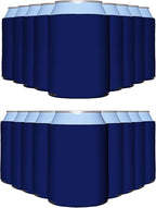 PartyPrints 200 Pack Navy Blue Blank Can Cooler Sleeves, Customizable Bulk Insulated Foam for Beer, Collapsible Plain Drink Holder, Cold Soda Insulator, 12oz Regular, 16oz Tall Cans