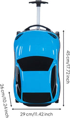 Kids Car Shaped Luggage Telescopic Handle Child's Sit on Suitcase Lightweight 3D Cartoon Car Suitcase for Young Children, Vacation, Airport, Blue