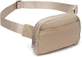 Pander Everywhere Belt Bag for Women, 5 Zipper Pockets Nylon Crossbody Fanny Pack Purse (Raw Linen).