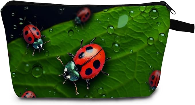 Ladybug Makeup Bag for Women Travel Cosmetic Organizer Bag Teacher Appreciation Gifts Small Zipper Toiletry Bag