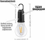 Portable LED Camping Lantern，Hang Anywhere Hook, USB-C Rechargeable, 3 Brightness Modes, Water Resistant for Emergency, Tent, Hiking, Power Outage& Outdoor (Black 1PCS) (T01)