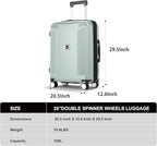 Luggage Sets 3 Piece, Lightweight Expandable PC Hardside Durable Suitcases with Spinner Wheels & TSA Lock, 20/24/28 Inch, Light Green