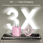 iPhone 17 16 15 Charger Fast Charging 3+3Pack 20W USB C Wall Charger with 10FT Fast Charging Cable Compatible with iPhone 17/17 Air/17 Pro/17 Pro Max/iPhone 16/15 Series, iPad Pro/AirPods -Pink