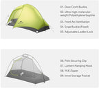 Naturehike Star Trail Ultralight Backpacking Tent, 2.3lb One Person Tent, 2.76 lb 2 Person Tents for Camping
