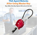 FORGE TSA Approved Luggage Locks Keyed Alike, TSA006 Dimple Key Cable Locks for Luggage, All Metal Zinc Alloy Travel Padlock for Suitcase, Backpack, and More, 2 Locks Red.