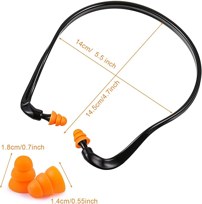 BBTO Banded Earplugs for Shooting Range Band Ear Plugs Lightweight Silicone Earplugs for Hearing Protection, Noise Reduction, Work, Construction, Sleeping, Concerts, Sports Racing(Orange,16 Pcs)