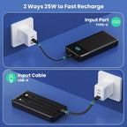 Portable Charger Power Bank 40800mAh with 3 Built-in Cables,25W Fast Phone Charging Portable Battery Pack,5 Outputs Travel Essentials Outdoor External Battery for iPhone 17/16,Galaxy Android etc-Black