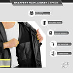 SKSAFETY Hi Vis Safety Rain Jacket for Men, Construction Work Rain Gear Heavy Duty Class 3 Rain Coat Waterproof Lightweight