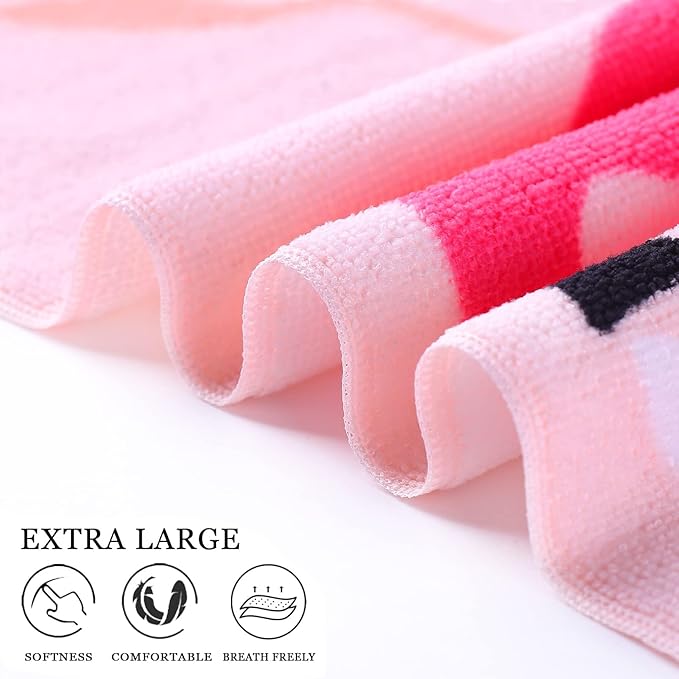 4 Packs Oversized Thin Beach Towel Set XL Extra Large Big 36 x 72 in Clearance Travel Towels Soft Swim Blanket for Adult Women Men Chair Cover Accessories Essentials Shark Flamingo Fish Shell