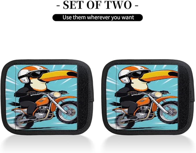 2 Pack Luggage Handle Wrap with Travel Tags - Non-Slip Protective Cover Soft Handle Grips Covers for Suitcase(Tucano Motorcycle)