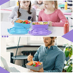 Bento Boxes for Adults - 1100 ML Bento Lunch Box Container For Kids With Spoon & Fork - Durable Perfect Size for On-the-Go Meal, BPA-Free and Food-Safe Materials(Purple)