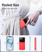 RONEGN Portable Charger with Built in Cable -20000mAh Fast Charging Power Bank USB C Slim 22.5W LED Display Battery Pack 5 Outputs & 3 Inputs for Travel Essentials iPhone Samsung Phones Red