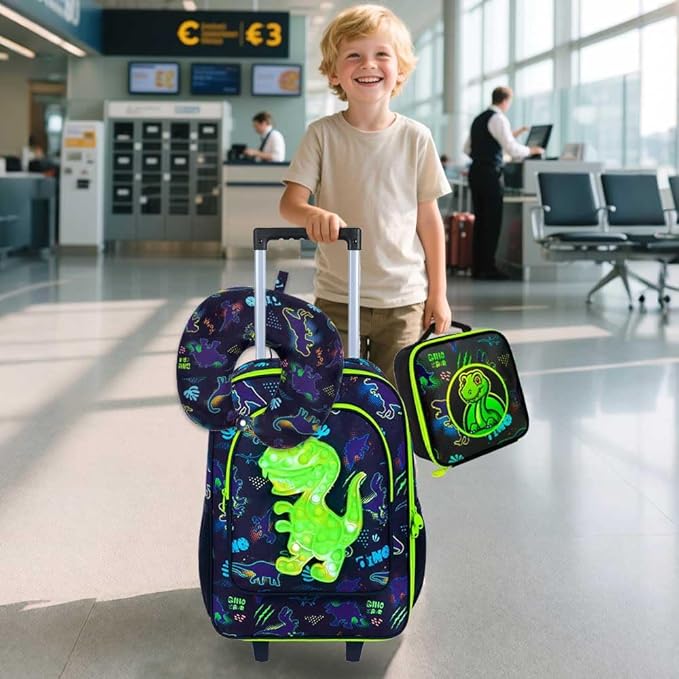 WZLVO Kids Luggage for Boys and Girls, Cute Dinosaur Unicorn Rolling Wheels Suitcase for Toddler Children