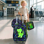 WZLVO Kids Luggage for Boys and Girls, Cute Dinosaur Unicorn Rolling Wheels Suitcase for Toddler Children