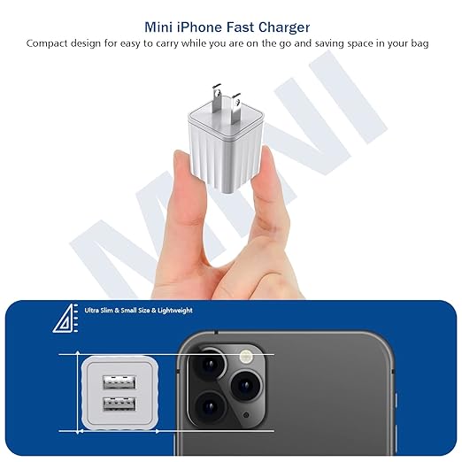 iPhone Fast Charger, Dual Port Wall Charger 2Pack[Apple MFi Certified] Fast Charging 10FT Extra Long Lightning Cable Cord Double Wall Charger Adapter Block Plug for iPhone 13 12 11 Pro Max XS XR X