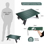 VILLEY Portable Mini Folding Beach Table, Ultralight Aluminum Side Table with Carry Bag for Camping, Picnics, and Outdoor Activities - Green