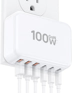 Fast Charger Block, GaN 6 Port USB C Charging Station Hub Cube, 100W Multiport Type C Wall Charger Power Strip Plug with PD 3.0+QC for iPhone13 14 15 16 17 Pro Max XR XS 8 7, Samsung, iPad, Table