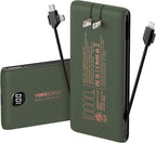 Portable Charger Power Bank Built in Cables and Wall Plug, 10000mAh iPhone Battery Pack Fast Charging, USB C External Slim Power Bank, Travel Essentials Compatible with iPhone 17 16 15 14 iPad, Green