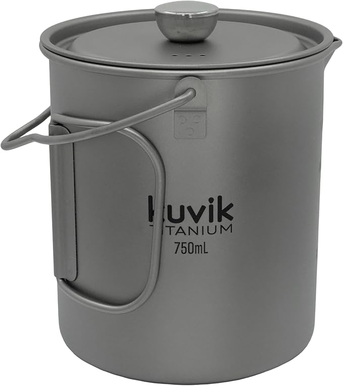 Kuvik Titanium French Press 750ml (25.4 oz) - Ultralight and Compact French Press for Backpacking and Camping