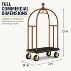 Hotel Luggage Cart, Heavy Duty Bellman Cart with 1600 lbs Capacity, 8" Silent Wheels, Stainless Steel Rolling Luggage Trolley with Carpet Deck for Hotels, Resorts & Apartments(Champagne)