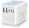 Universal Travel Adapter, 30W 5 USB C/A Ports, 2500W AC Outlet, International Power Adapter for All USB Devices, Multi Plugs 110V 220V A/C, European Travel Plug Adapter for 200+ Countries (White)