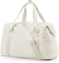 BAGSMART BAGSMART Gym Bag for Women, Carry on Weekender Overnight Bag, Travel Duffel Bags with Trolley Sleeve, Personal Item Travel Bag Tote Bag Workout Dance Bag(Light Beige,Medium)