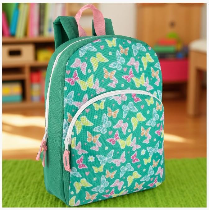 Trail maker 15 Inch Kids Backpacks for Boys & Girls | Preschool, Kindergarten, Elementary School Backpacks with Adjustable, Padded Straps (Beautiful Butterflies)