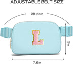Gitus Gifts for 7 8 9 10 11 Year Old Girls Belt Bag Fanny Pack Crossbody Bags with Initial Letter Patch Birthday Gifts for Daughter Sister Friends Teen girls (Icing Blue-L)