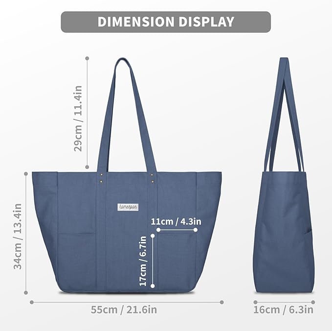 HOMESPON Large Canvas Tote Bag for Women Everything Bag with Pockets and Laptop Sleeve