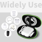 for Earbuds Carrying Case, Small Oval Storage Cases, Tech Pouch, Portable Storage Earbud Pouch Bag for Earbuds, in-Ear Headphones, Earphones, Headsets, Hearing Aids, USB Charging Cable, Green