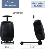 2-in-1 Ride-On Scooter Suitcase for Kids & Adults, 20” Foldable Hardshell Carry-On Luggage for Travel, Lightweight Kids Scooter Bag with Wheels