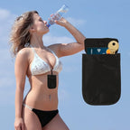 Travel Bra Wallet for Women Hidden Bra Wallet for Travel Under Clothes Secret Pouch(Black, Pink)