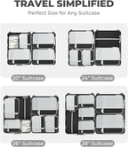Percover Compression Packing Cubes 10-Piece Set, Packing Cubes Compression for Travel with Toiletry Bag, Laundry Bag & Shoe Bag, All-in-One Travel Organizer for Carry On & Checked Luggage, Black