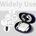 for Earbuds Carrying Case, Small Oval Storage Cases, Tech Pouch, Portable Storage Earbud Pouch Bag for Earbuds, in-Ear Headphones, Earphones, Headsets, Hearing Aids, USB Charging Cable, Purple1
