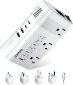 DOACE 220v to 110v Voltage Converter US to Europe: 350W 220 to 110 Voltage Converter for European Travel - International Power Adapter Plug Combo Step Down Transformer White