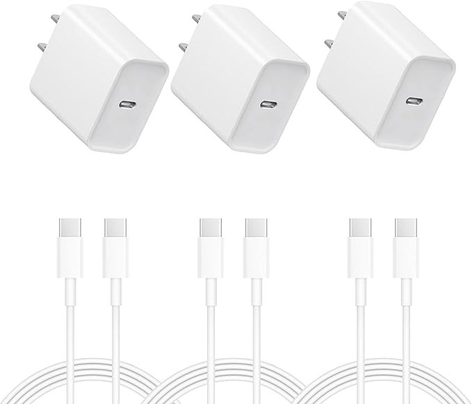 iPhone 17 16 15 Charger: Fast Charging - USB C Charger - i Phone 17 16 Charging with 3 Pack Cable for iPhone 17/17 Pro Max 16/16 Plus/16 Pro/16 Pro Max