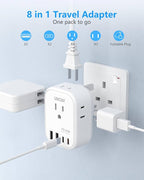 LENCENT US to UK Ireland Travel Plug Adapter, PD 45W Grounded Type G Adapter for Travel with 4 Outlets 4 USB Ports(2 USB C), Power Plug for US to Dubai Scotland British London England Singapore