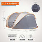 EchoSmile Pop Up Camping Tent, 2/4/6 Person Easy Setup Tent, Water Resistant Dome, Portable with Carry Bag