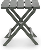 Camco Adirondack Portable Outdoor Camping Small Weatherproof Rustproof Durable Plastic Folding Side Table for Indoor and Outdoor Use, Sage (2 Pack)