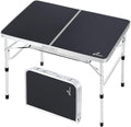 Sportneer Folding Table: Adjustable Height Camping Essentials 35.4" L x 23.6" W 2 Height with Mesh Layer - Compact & Portable Small Folding Table for Outdoor Camp Garden Picnic BBQ Dining Cooking